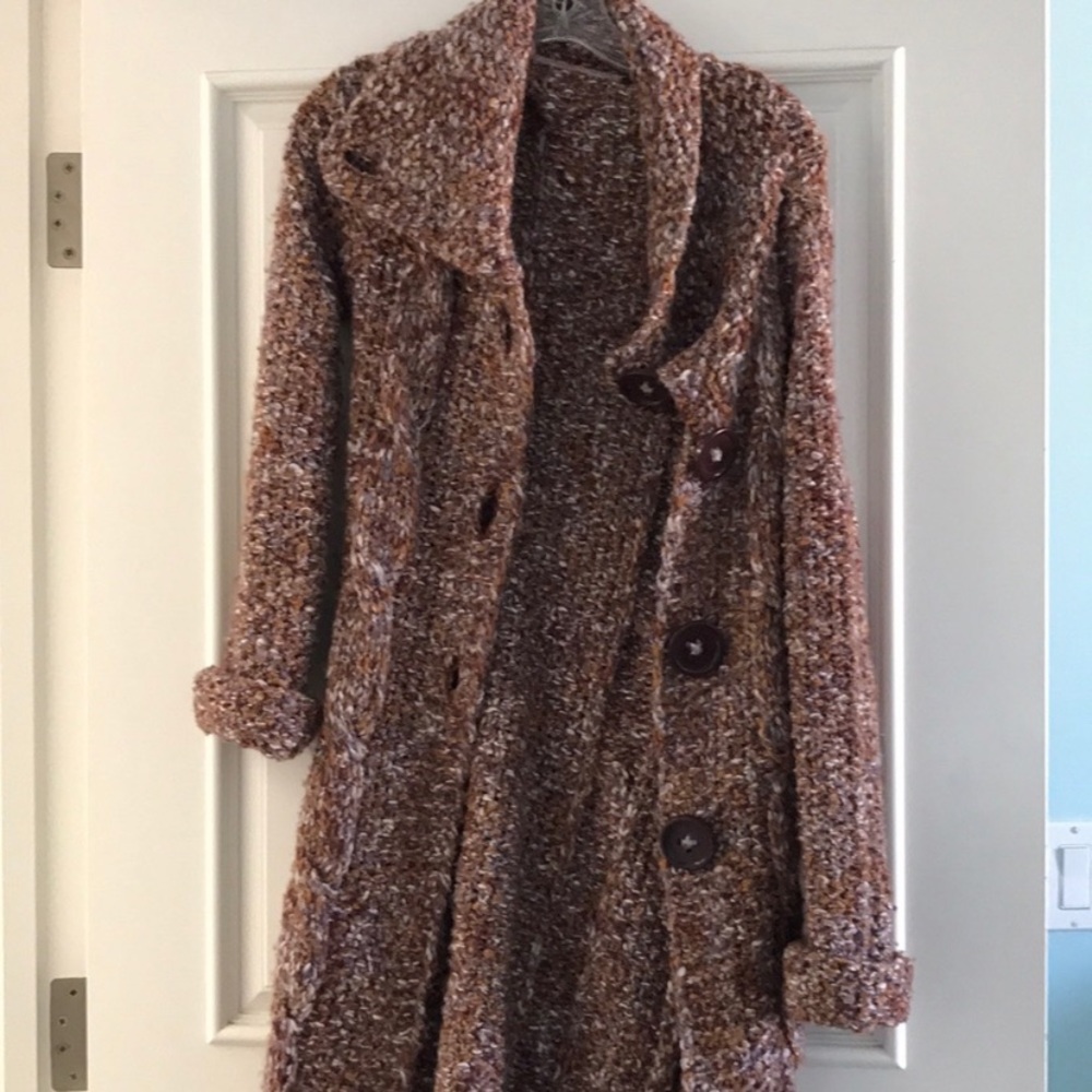 Free People Long Brown Knit Sweater